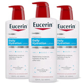 Eucerin Daily Hydration Body Lotion for Dry Skin, Unscented Body Moisturizer with Sunflower Oil and Pro-Vitamin B5, 16.9 Fl Oz Bottle, Pack of 3