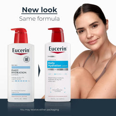Eucerin Daily Hydration Body Lotion for Dry Skin, Unscented Body Moisturizer with Sunflower Oil and Pro-Vitamin B5, 16.9 Fl Oz Bottle, Pack of 3