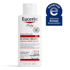 Eucerin Baby Eczema Relief Cream Body Wash, Fragrance Free Eczema Body Wash for Babies with Colloidal Oatmeal, 13.5 Fl Oz Bottle (Pack of 12)