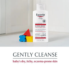 Eucerin Baby Eczema Relief Cream Body Wash, Fragrance Free Eczema Body Wash for Babies with Colloidal Oatmeal, 13.5 Fl Oz Bottle (Pack of 12)