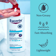 Eucerin Advanced Repair Body Lotion, 16.9 FL OZ Pump Bottle, and Eucerin Advanced Cleansing Body Wash and Face Cleanser, 16.9 FL OZ Bottle, Dry Skin Relief Bundle