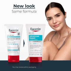 Eucerin Advanced Repair Hand Cream, Urea Enriched, Unscented Moisturizer for Dry Hands With Triple Moisturizing Complex, Travel Size Hand Cream, 2.7 OZ Tube, Pack of 3