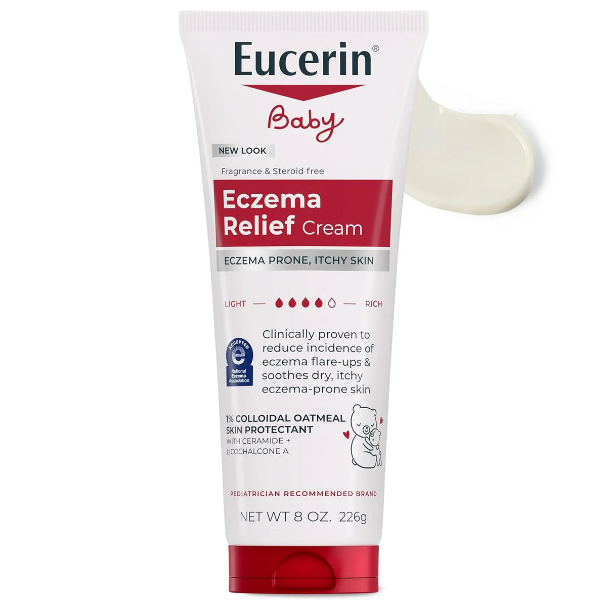 Eucerin Baby Eczema Relief Body Cream, Fragrance Free Baby Eczema Cream with Colloidal Oatmeal, Ceramide-3 and Licorice Root Extract, 8 Oz Tube (Pack of 12)