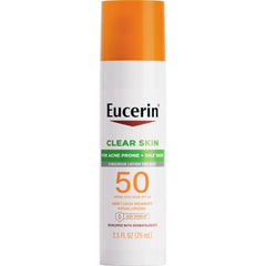 Eucerin Sun Clear Skin Face Sunscreen Lotion SPF 50 for Acne Prone and Oily Skin, Lightweight Sunscreen with Oil-Absorbing Minerals, Won't Cause Breakouts, Hypoallergenic, 2.5 Fl Oz Bottle