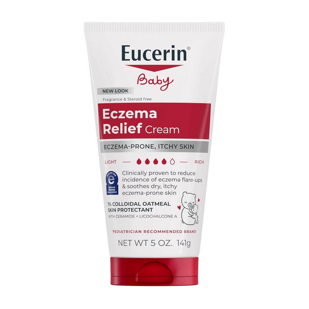 Eucerin Baby Eczema Relief Body Cream, Steroid & Fragrance Free for 3+ Months of Age, 5 oz. Tube (Pack of 12)