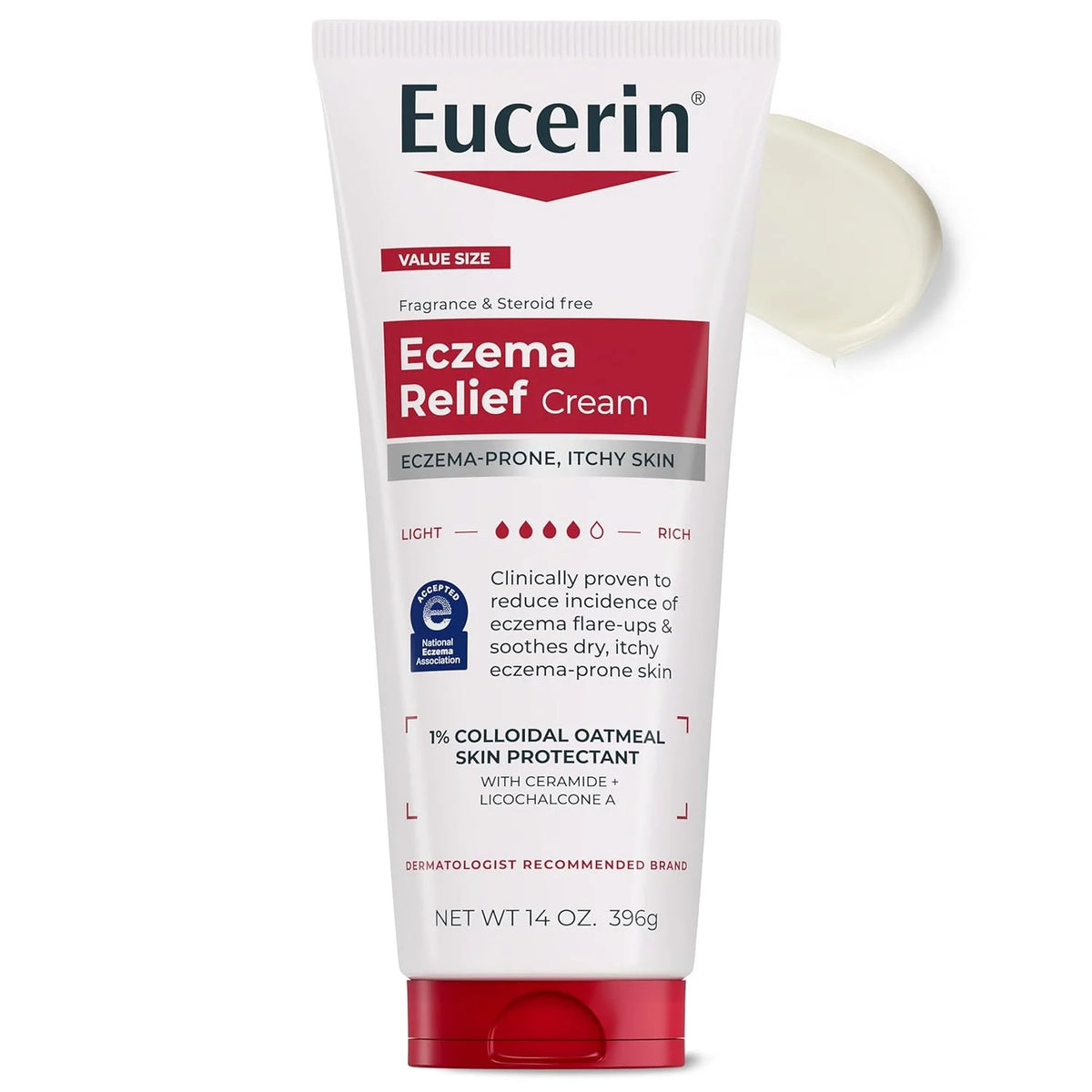 Eucerin Eczema Relief Body Cream, Colloidal Oatmeal Enriched, Steroid Free Eczema Cream, 14 OZ Tube