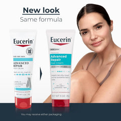 Eucerin Advanced Repair Foot Cream, Unscented Foot Cream for Dry Feet and Heels, 3 Oz Tube, Pack of 12