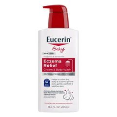 Eucerin Baby Eczema Relief Cream Body Wash, Fragrance Free Eczema Body Wash for Babies with Colloidal Oatmeal, 13.5 Fl Oz Bottle (Pack of 12)