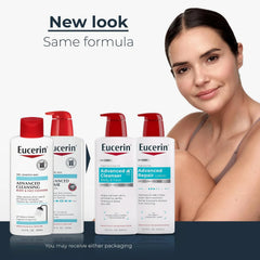 Eucerin Advanced Repair Body Lotion, 16.9 FL OZ Pump Bottle, and Eucerin Advanced Cleansing Body Wash and Face Cleanser, 16.9 FL OZ Bottle, Dry Skin Relief Bundle